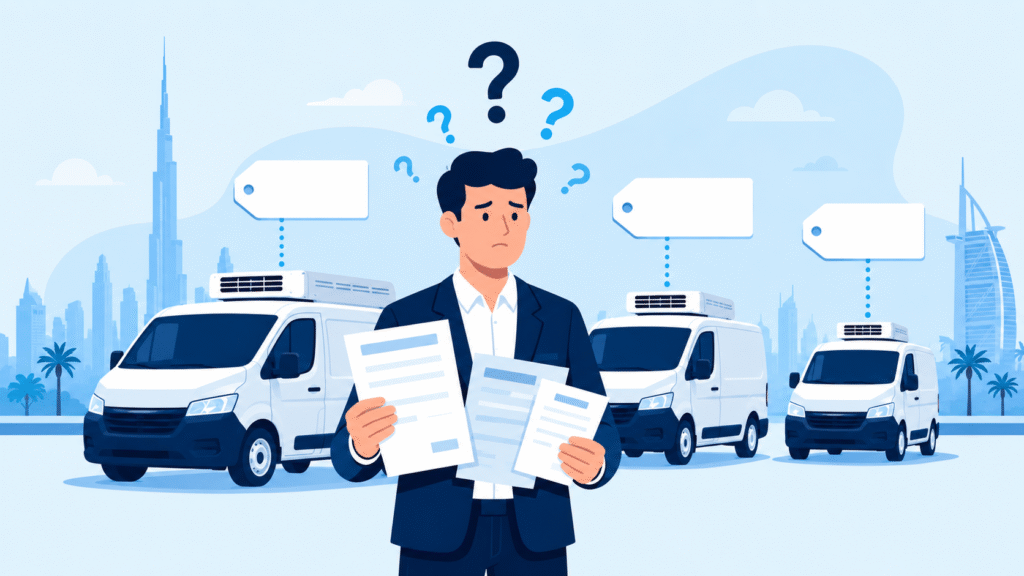Comparing different chiller van rental quotes in Dubai